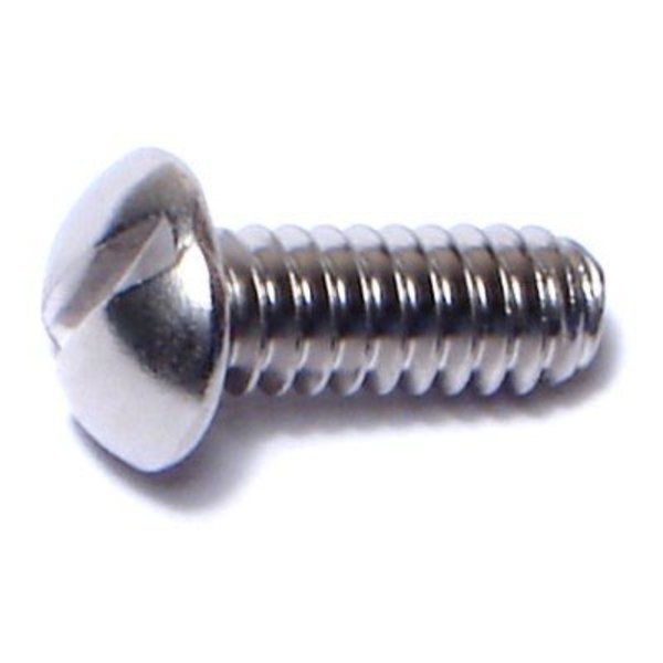 Midwest Fastener #10-32 x 1/2 in Slotted Round Machine Screw, Plain Stainless Steel, 100 PK 04893